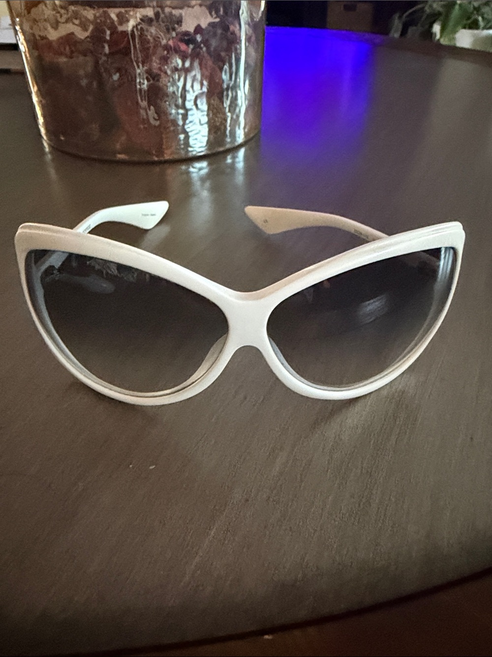 Oliver Peoples Sunglasses Heroine MW Matte White Frames w/ Blue Gradient Lenses